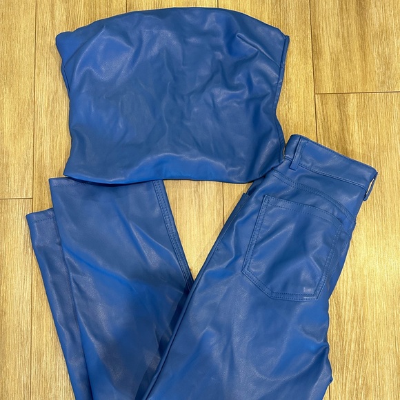 Dynamite Blue Leather Pants - Picture 6 of 7